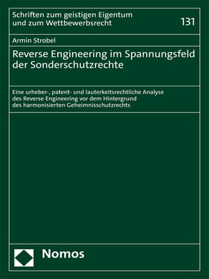 cover image of Reverse Engineering im Spannungsfeld der Sonderschutzrechte
